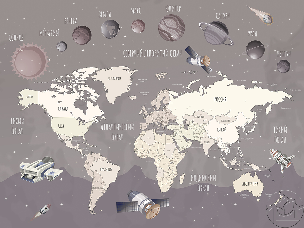 Карта мира в космическом стиле