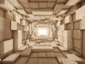 3D абстракция тоннель из деревянных кубов