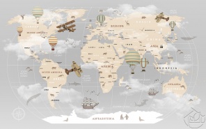 Детская карта Мира и английские надписи
