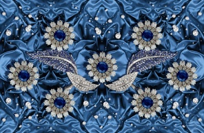 3D цветы с голубым топазом