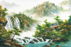 Рисунок Домик у водопада