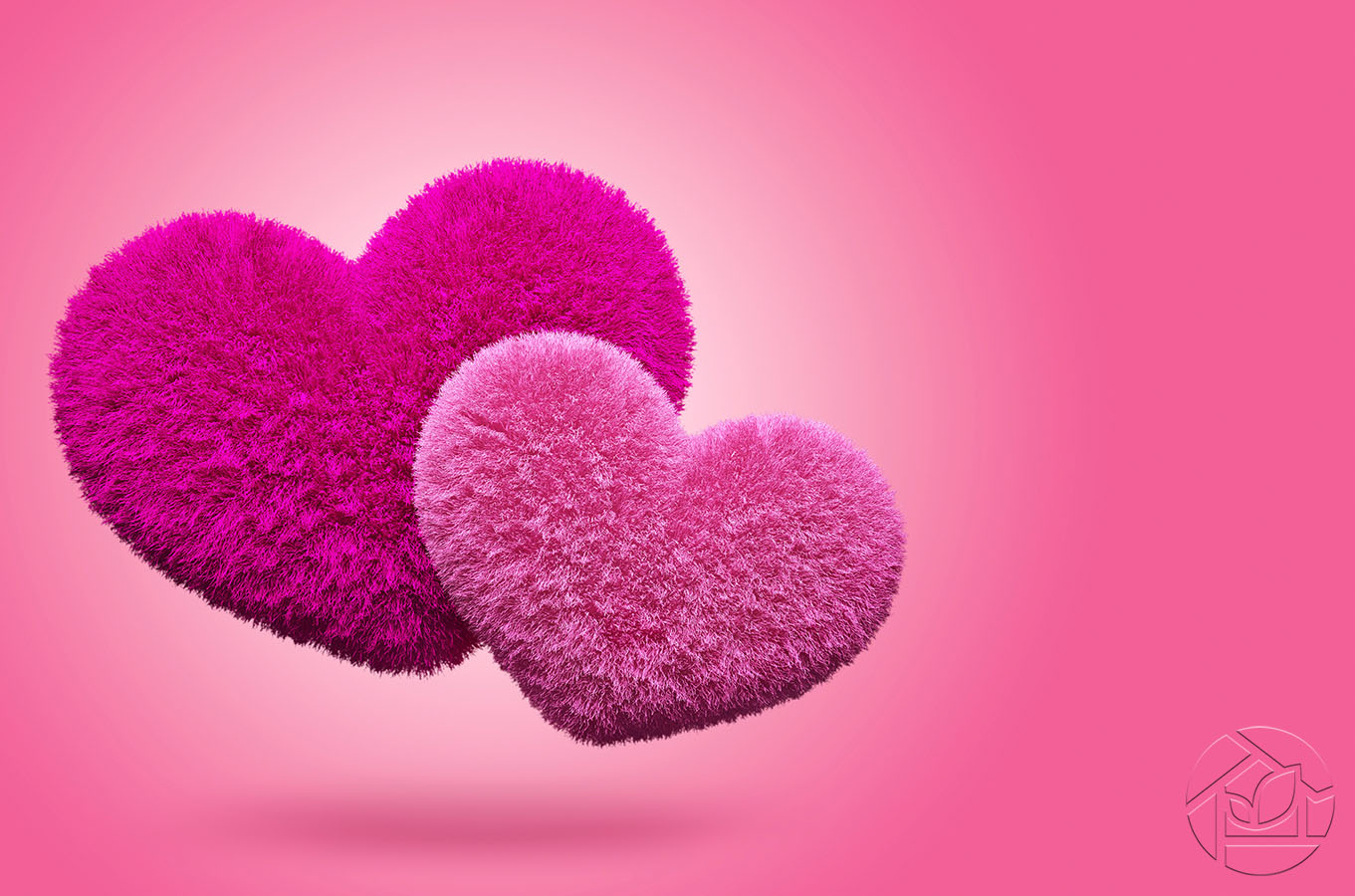 3D розовые пушистые сердечки