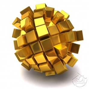 3D абстракция шара из жёлтых кубов