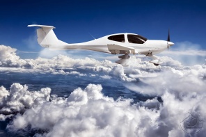 частный самолет в облаках
