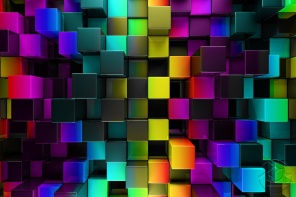 3D радужные стеклянные кубики