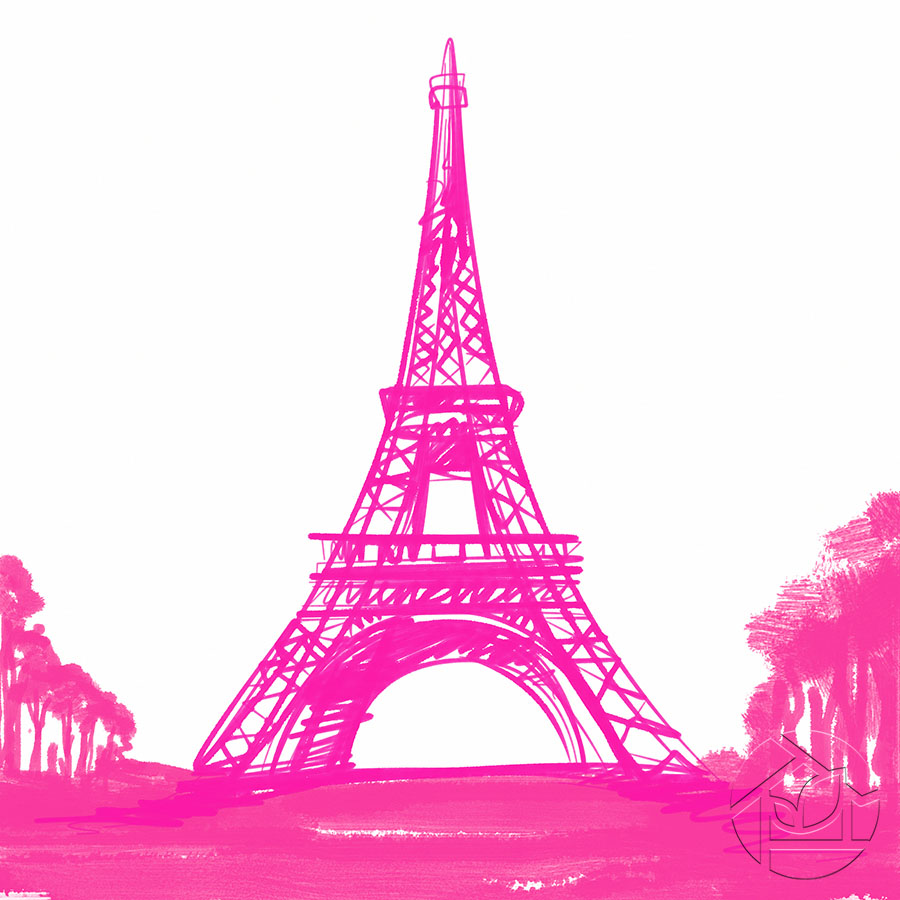 Эйфелева башня розовым фламастером