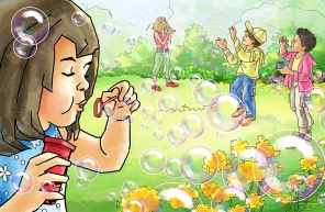 Детская иллюстрация мыльные пузыри
