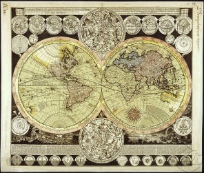Древняя карта Земли и созвездий