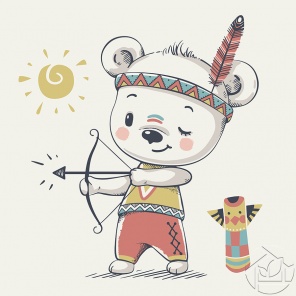 Детский рисунок Медвежонок-индеец