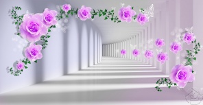Фиолетовые розочки  в белом тоннеле