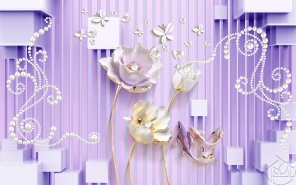 Фиолетовый фон и золотистые цветы