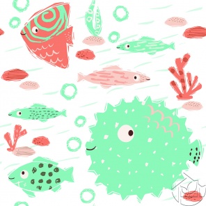 Детская иллюстрация рыба-ёж