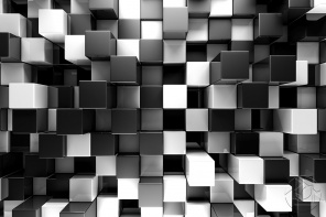 3D абстракция стены из кубов в серых тонах