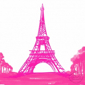 Эйфелева башня розовым фламастером