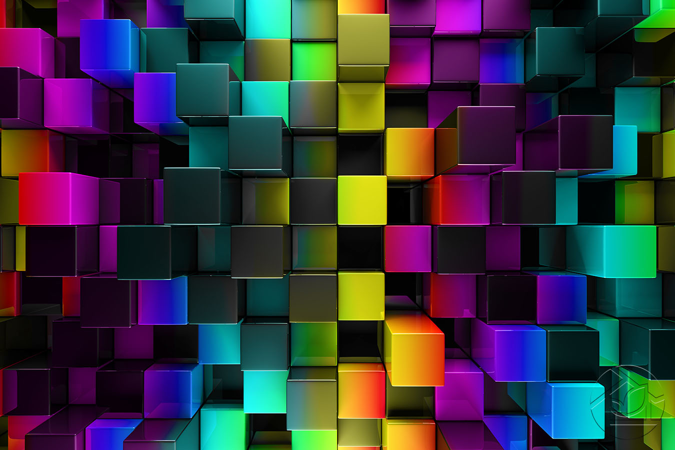 3D радужные стеклянные кубики