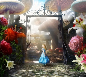 Алиса и цветы в саду