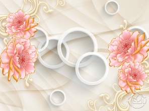 Белые круги и розовые цветы
