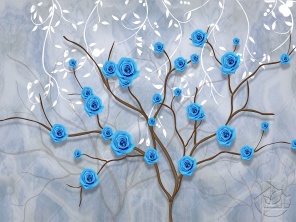 Красивые синие 3D розы