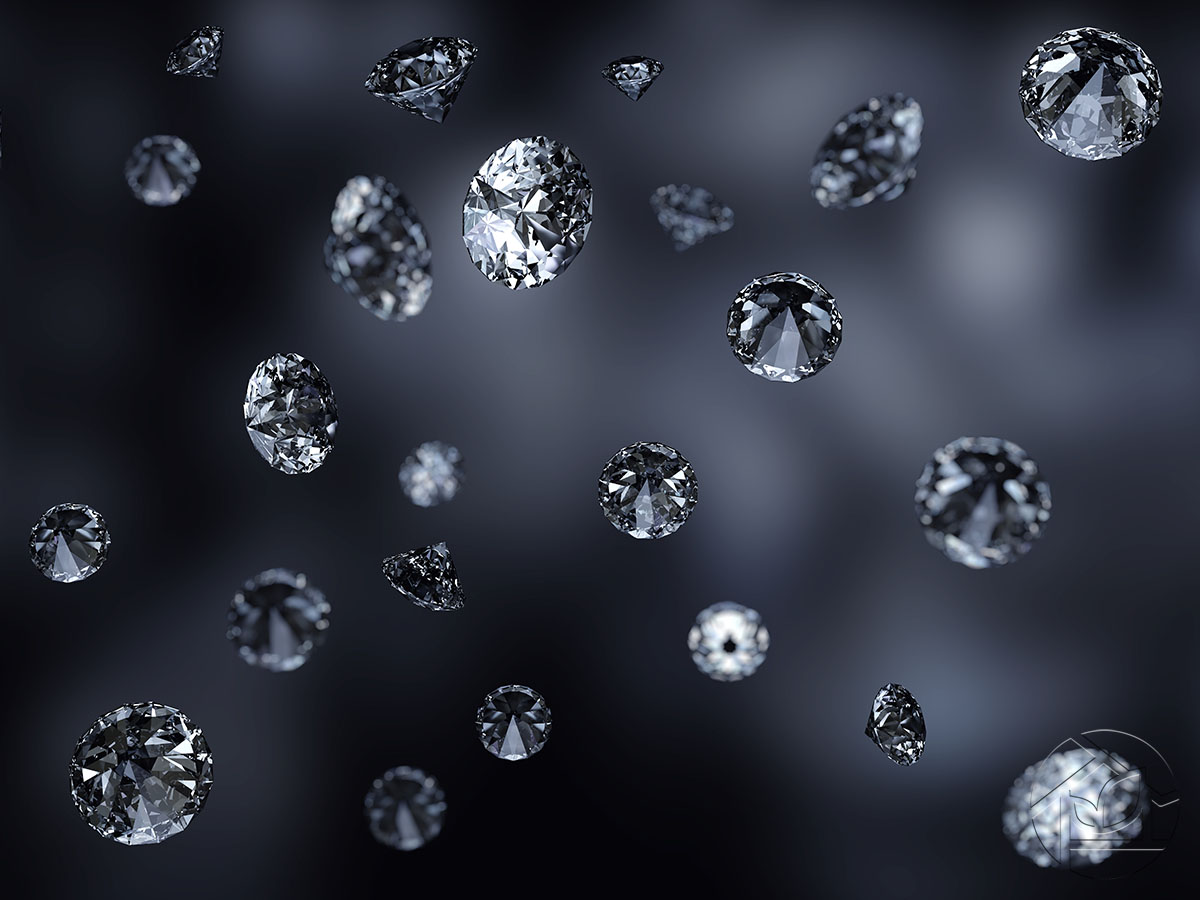 3D тёмный фон из красивых алмазов