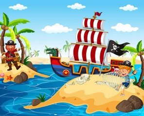 Весёлые пираты играют на острове