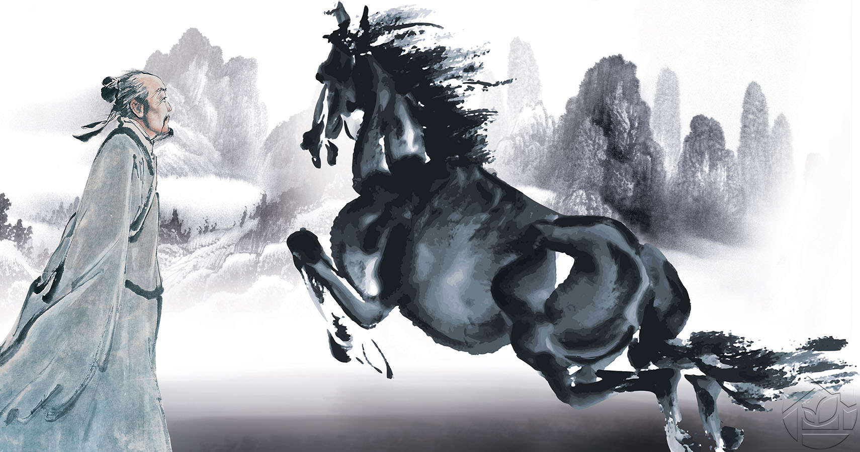 Картины фрески Акварель черный конь и его император - арт 001000959 |  Купить в интернет-магазине Фото в дом - Фото в дом