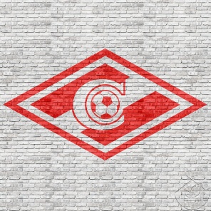 Эмблема ФК «Спартак» на фоне светлой стены