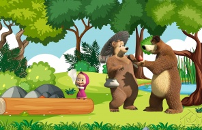 Маша и медведь летом в лесу