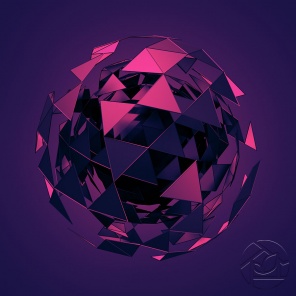 3D абстракция сфера из фиолетовых треугольников
