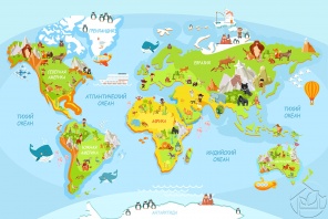 Детская карта мира и народы стран