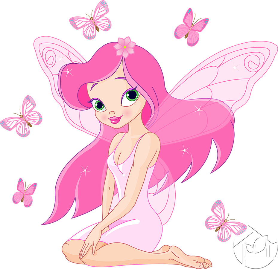 Розовая фея и бабочки