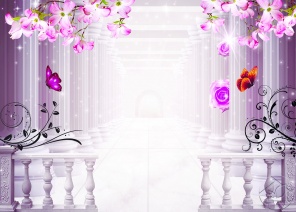 Колонный зал с цветами