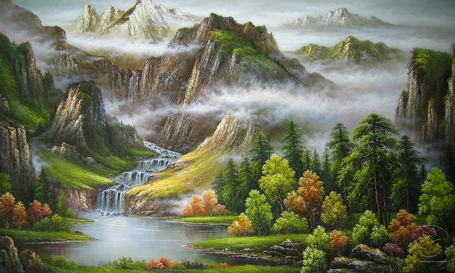 Картины по номерам горный водопад