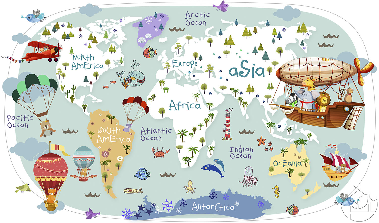 Карта для малышей на английском языке