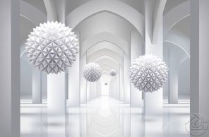 3D абстракция белых шаров