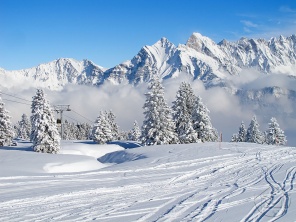 След на снегу, накатанный лыжниками