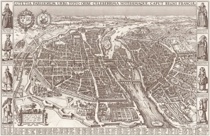Старая карта Парижа 1618г