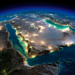 Вид из космоса на ночные города на Земле