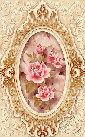 3D декоративное обрамление красивых роз