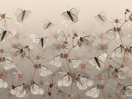 Красивый рисунок бабочек на бежевом фоне