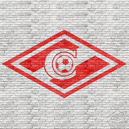 Эмблема ФК «Спартак» на фоне светлой стены