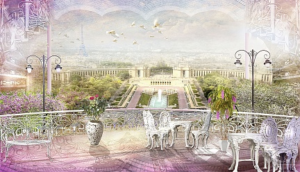 Вид с розового балкона на Париж