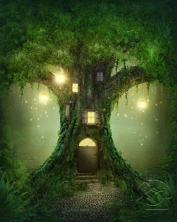 Свет в окошках на волшебном дереве