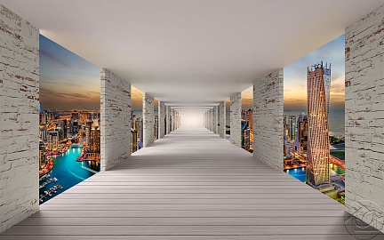 Вид на Дубай из белого коридора