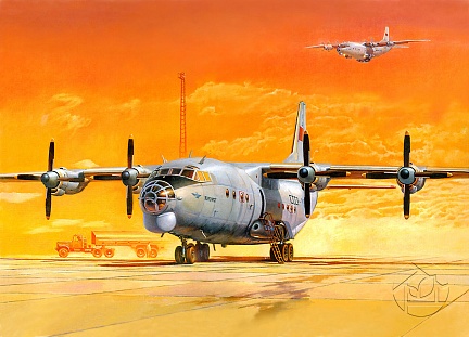Самолет Ан-12БК на закате