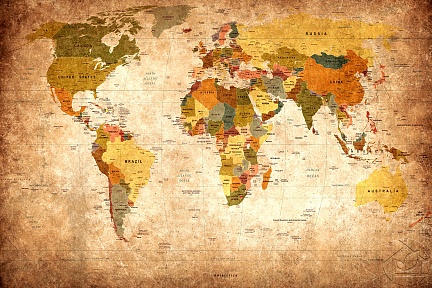Карта Мира в стиле ретро