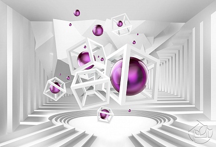 3D абстракция перламутовые шары в кубе