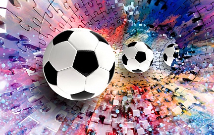 Футбольные мячи в тоннеле из пазл