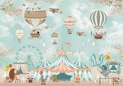 Детский фон цирк и воздушные шары