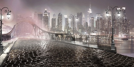 Вид с моста на вечерние огни города