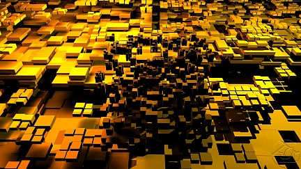 3D абстракция жёлтых кубов
